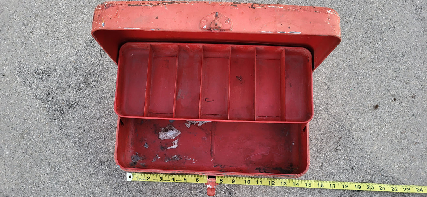 Red Union Steel Metal Tackle Box