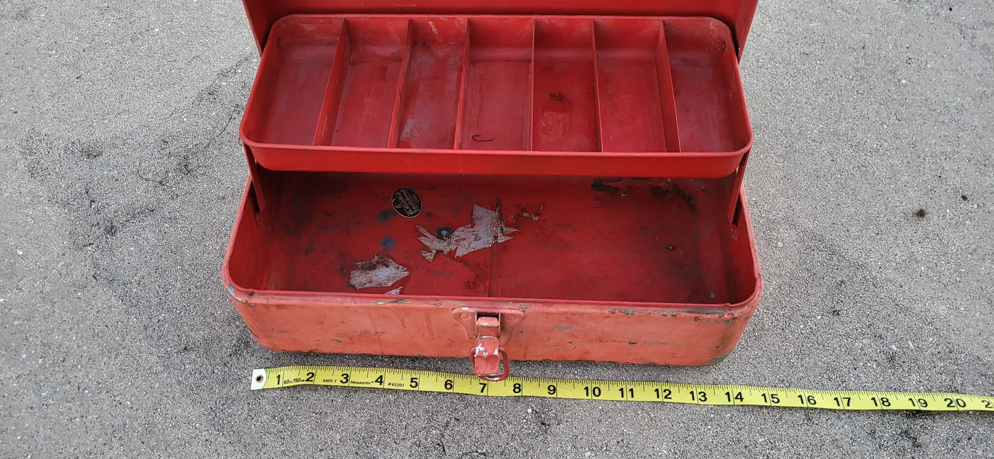Red Union Steel Metal Tackle Box