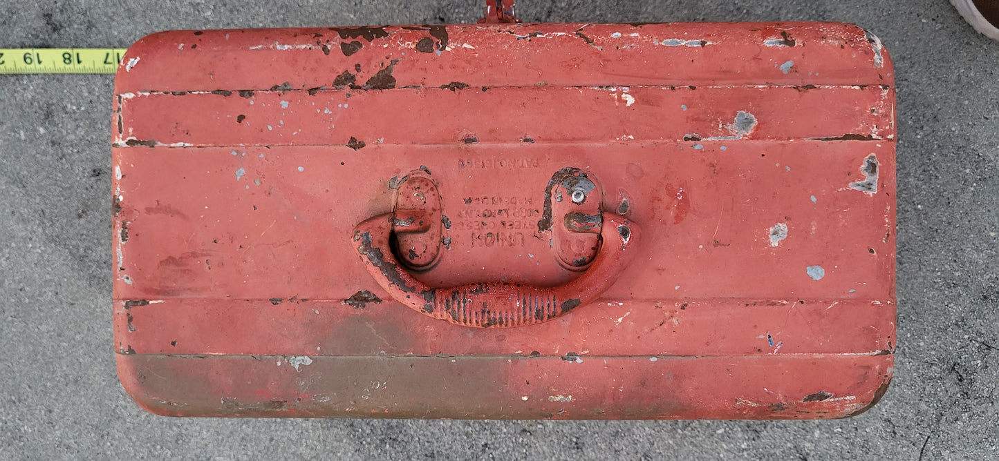 Red Union Steel Metal Tackle Box