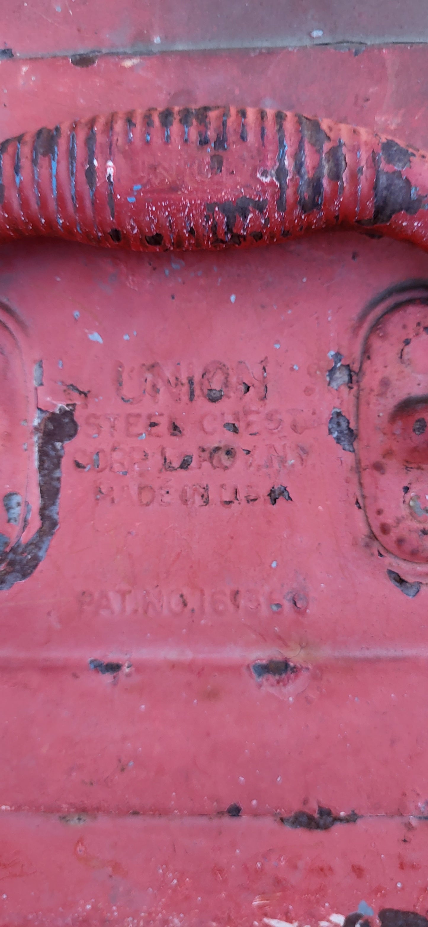 Red Union Steel Metal Tackle Box
