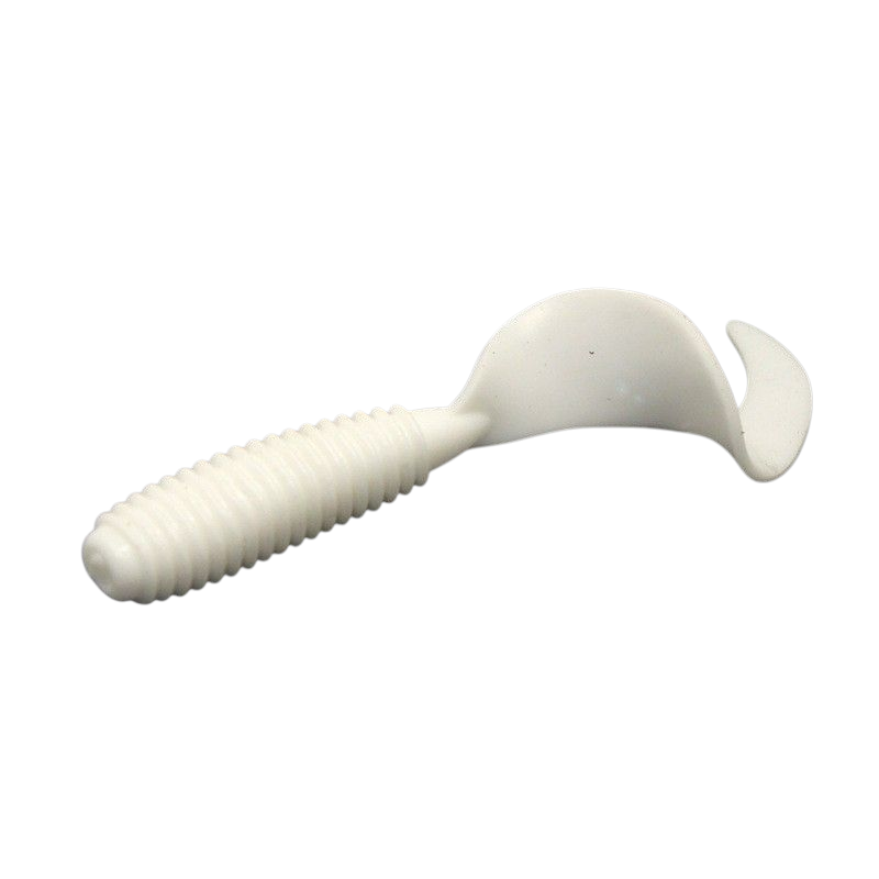 White 2 inch Soft Plastic Curl Tail Grubs