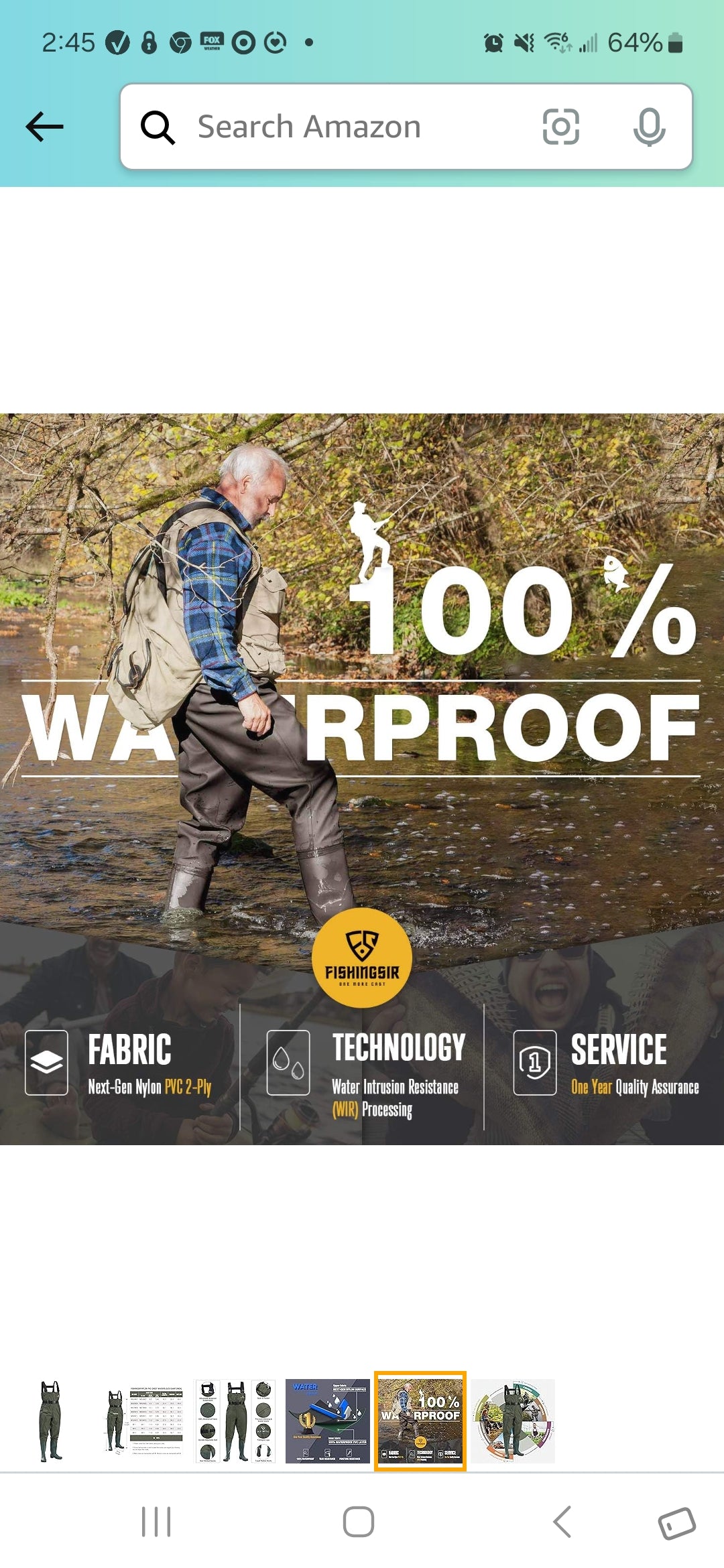 Chest Waders, FishingSir, Never Used, Mens size 8/Womens 10, includes Cellphone Case and Patch Kit