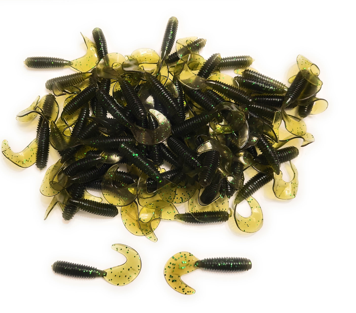 Motor Oil Flash 2 inch Soft Plastic Curl Tail Grubs