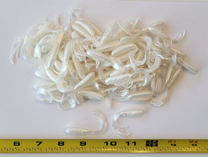White 2 inch Soft Plastic Curl Tail Grubs