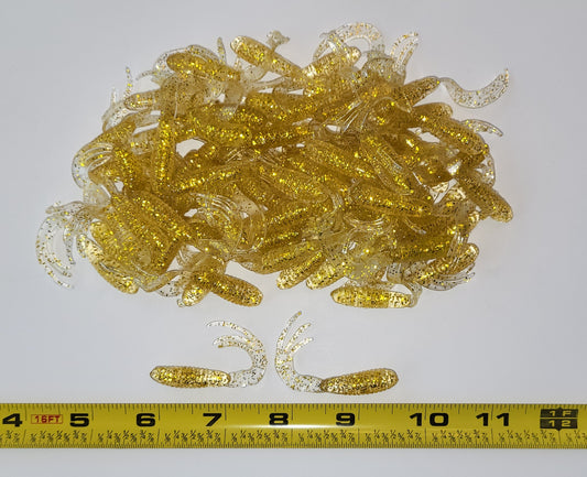 Triple Tail Tri-Tip Gold Flash Color 2 inch 100 Pack Curl Tail Grubs