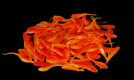 Shad Fry, Minnow Fry 2" length - Lake Sunrise (light/dark orange w/silver glitter)