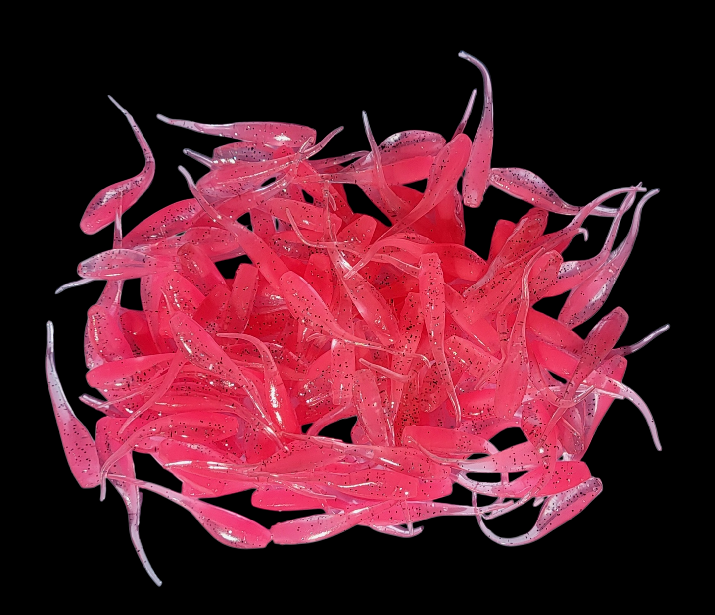 Shad Fry, Minnow Fry 2" length - Ice/Bubble Gum Flash (Clear/Pink w/pepper/silver glitter)