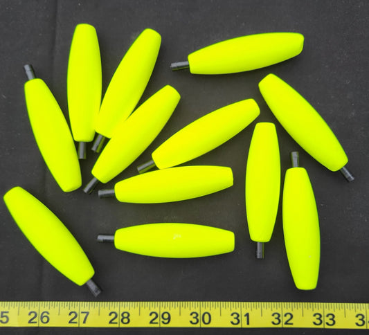 24 of the 3" Pegged Styrofoam Fishing Floats, Cigar Shaped