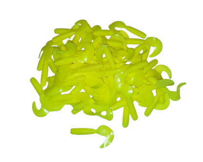 Chartreuse 2 inch Soft Plastic Curl Tail Grubs