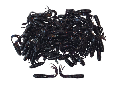 Triple Tail Tri-Tip Smoke Black Red Flash Color 2 inch 100 Pack Curl Tail Grubs