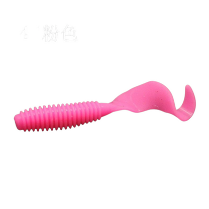 Bright Pink Bubblegum 2 inch Soft Plastic Curl Tail Grubs