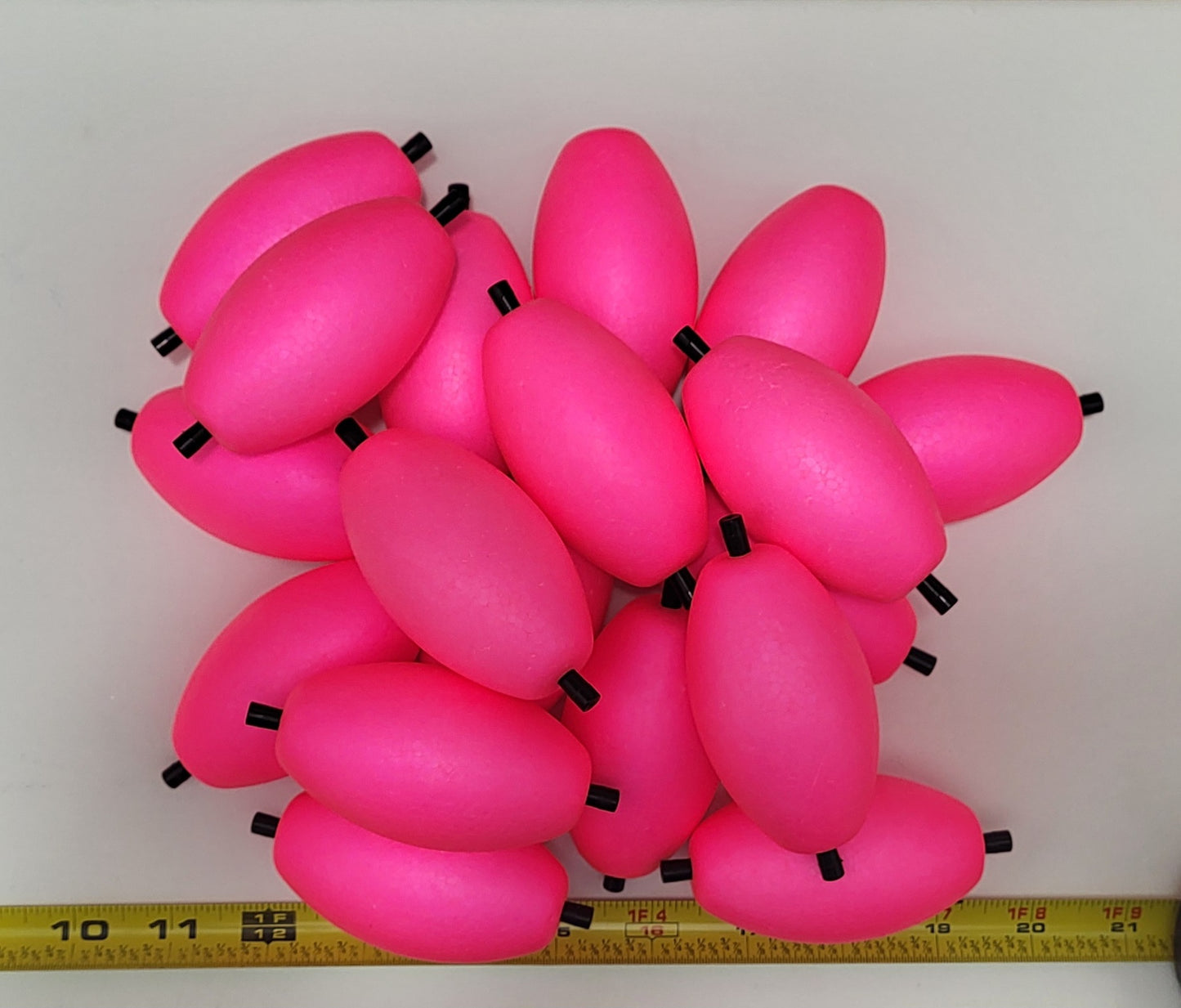 NEW PRODUCT ALERT  3" OVAL BRIGHT PINK, 15 Large Oval Floats with 2 Pegs w/holes