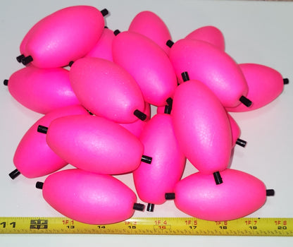 NEW PRODUCT ALERT  3" OVAL BRIGHT PINK, 15 Large Oval Floats with 2 Pegs w/holes