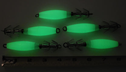 10 Glow Squid / Octopus Jigs 32 Super Sharp Prongs 4" Approximate Overall Length