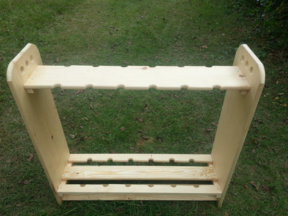 FREE SHIPPING! Wooden Rod Rack, Choose from 12, 18, 24 or Heavy Duty 12 Slots, GREAT FOR BILLIARD CUE STICKS ALSO. FREE SHIPPING QUALIFIED !!