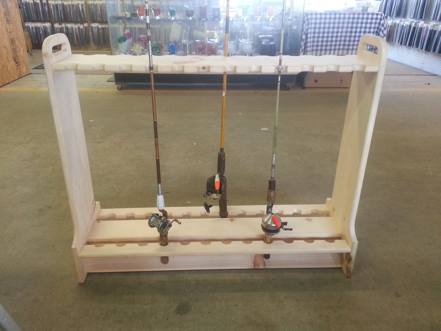 FREE SHIPPING! Wooden Rod Rack, Choose from 12, 18, 24 or Heavy Duty 12 Slots, GREAT FOR BILLIARD CUE STICKS ALSO. FREE SHIPPING QUALIFIED !!